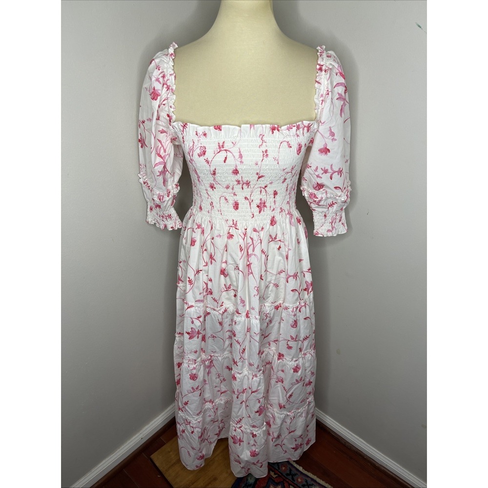 Hill House Nesli Nap Dress in Pink Rose Botanica XS - Picture 2 of 10